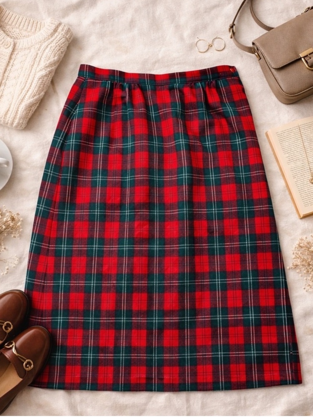 Pendleton Authentic Lennox Tartan Wool Skirt Made USA Red Plaid Vintage A-line